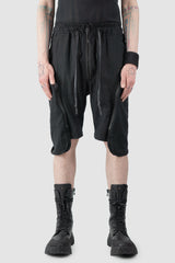 Gall Laboratories by Justin Gall - Men’s Black Tactical Linen Cargo Shorts model front view