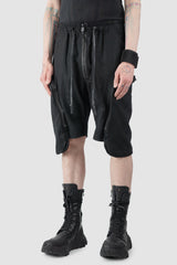Gall Laboratories by Justin Gall - Men’s Black Tactical Linen Cargo Shorts model side view
