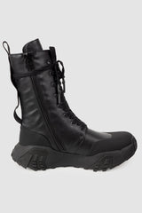 Gall Laboratories by Justin Gall - Men’s Black Vegan High-Zip 15-Eyelet Boots “Mongrel Max” left inside view