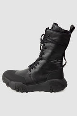 Gall Laboratories by Justin Gall - Men’s Black Vegan High-Zip 15-Eyelet Boots “Mongrel Max” left outside view