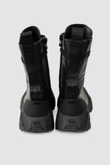 Gall Laboratories by Justin Gall - Men’s Black Vegan High-Zip 15-Eyelet Boots “Mongrel Max” pair back view
