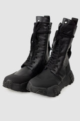 Gall Laboratories by Justin Gall - Men’s Black Vegan High-Zip 15-Eyelet Boots “Mongrel Max” pair right view