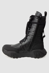 Gall Laboratories by Justin Gall - Men’s Black Vegan High-Zip 15-Eyelet Boots “Mongrel Max” right inside view