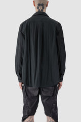 Gall Laboratories by Justin Gall - back view of black Cracked Cotton Long Sleeve Cargo Shirt