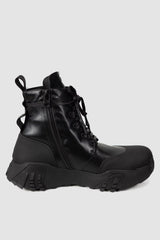 Gall Laboratories by Justin Gall - left piece inside view of black Mongrel Geo-Zip Vegan Ankle Boots