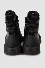 Gall Laboratories by Justin Gall - pair back view of black Mongrel Geo-Zip Vegan Ankle Boots