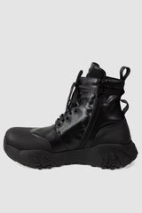 Gall Laboratories by Justin Gall - right piece inside view of black Mongrel Geo-Zip Vegan Ankle Boots