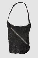 Isaac Sellam Experience - Nomade Men’s Black Asymmetric Lamb Leather Crossbody Bag item front view