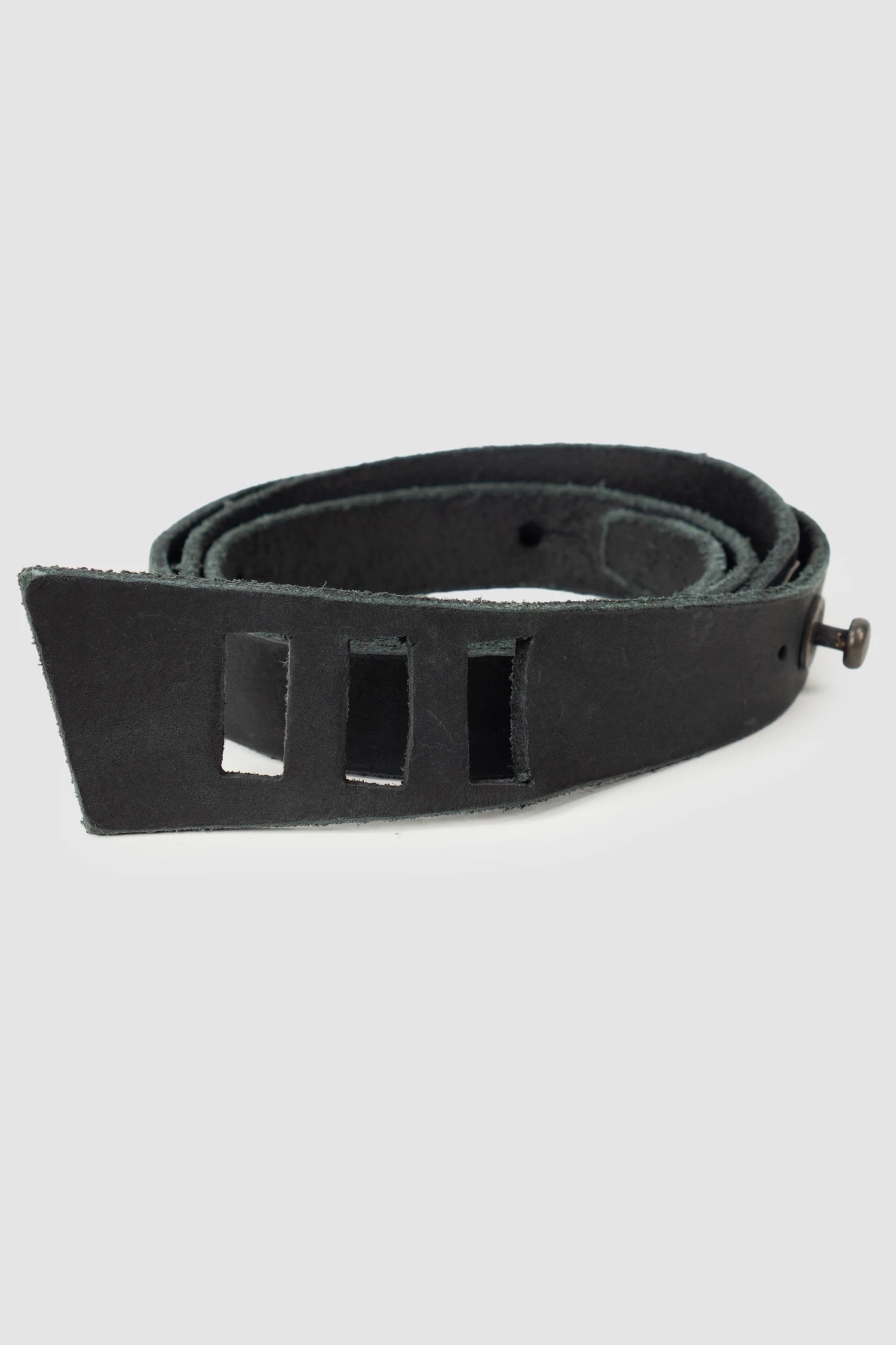 Isaac Sellam Experience - Men’s Black Calf Leather Staple Belt item front view