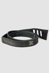Isaac Sellam Experience - Men’s Black Calf Leather Staple Belt item staple detail view