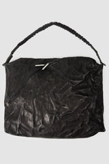 Isaac Sellam Experience - Balladeur Men’s Black Large Asymmetric Lamb Leather Shoulder Bag item front view
