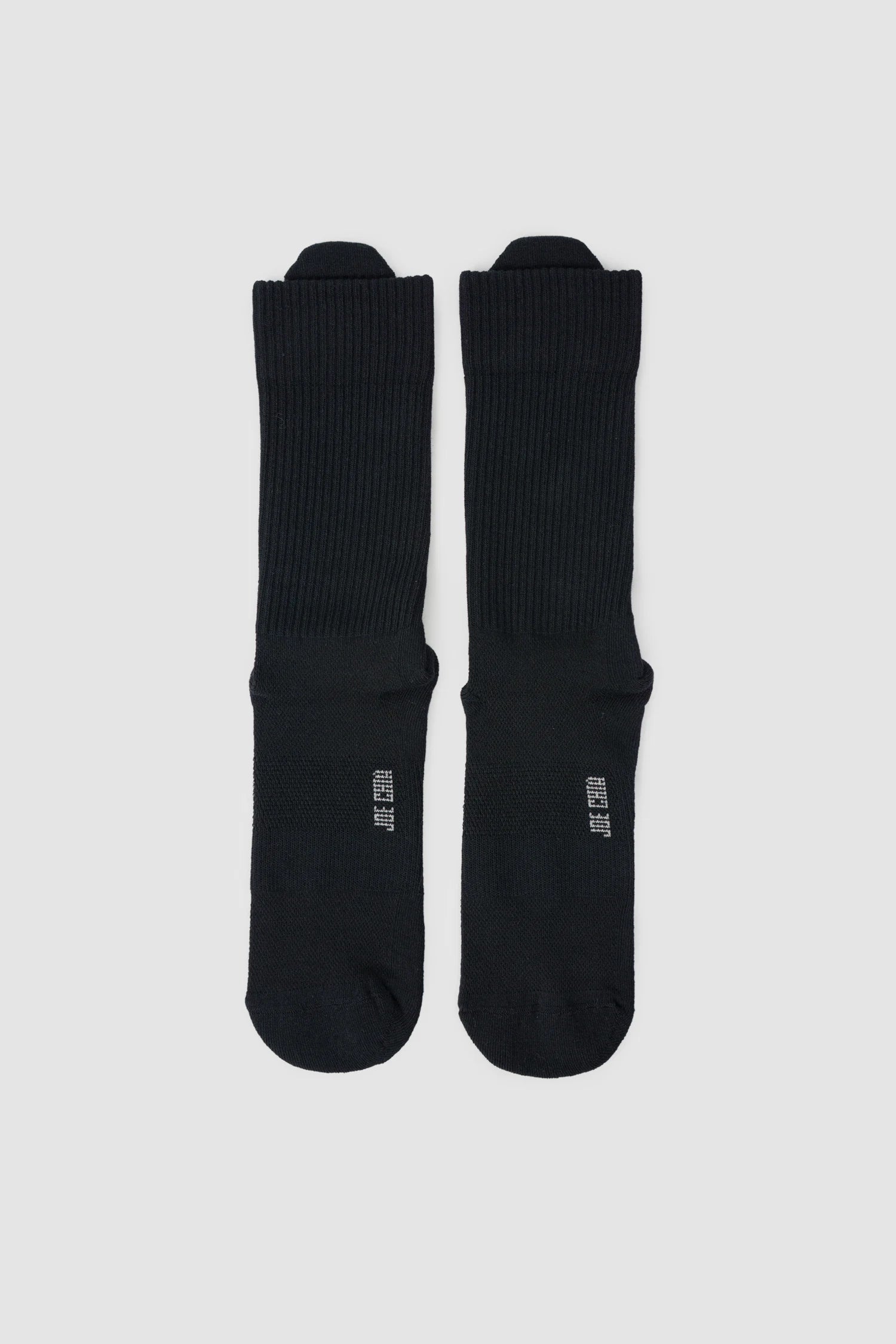 Joe Chia - Men’s Black Calf High Cotton Blend Logo Socks item front view