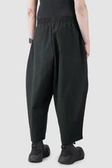Joe Chia - Men’s Black Cropped Drop Crotch Cotton Blend Trousers model back side view
