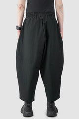Joe Chia - Men’s Black Cropped Drop Crotch Cotton Blend Trousers model back view