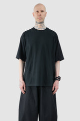 Joe Chia - Men’s Black Curved Sleeve Cotton T-Shirt model front view