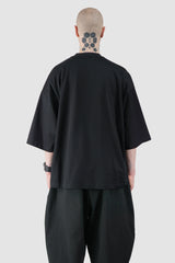 Joe Chia - Men’s Black Oversized Boxy Cotton T-Shirt model back view