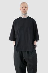 Joe Chia - Men’s Black Oversized Boxy Cotton T-Shirt model relaxed view