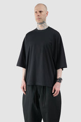 Joe Chia - Men’s Black Oversized Boxy Cotton T-Shirt model front side view