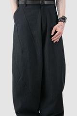 Joe Chia - Men’s Black Textured Cotton Balloon Trousers front leg detail view