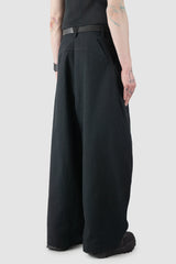Joe Chia - Men’s Black Textured Cotton Balloon Trousers model back side view
