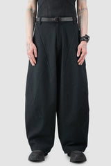 Joe Chia - Men’s Black Textured Cotton Balloon Trousers model front view