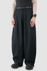 Joe Chia - Men’s Black Textured Cotton Balloon Trousers model front side view