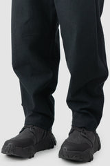 Joe Chia - Men’s Black Textured Cotton Pleated Trousers hem detail view