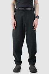 Joe Chia - Men’s Black Textured Cotton Pleated Trousers model front view