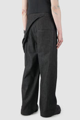Joe Chia - Men’s Black Washed Denim 3D Pocket Trousers model back side view