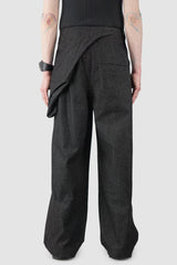 Joe Chia - Men’s Black Washed Denim 3D Pocket Trousers model back view