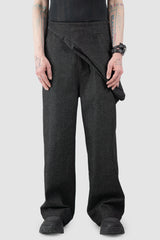 Joe Chia - Men’s Black Washed Denim 3D Pocket Trousers model front view