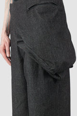Joe Chia - Men’s Black Washed Denim 3D Pocket Trousers pocket view