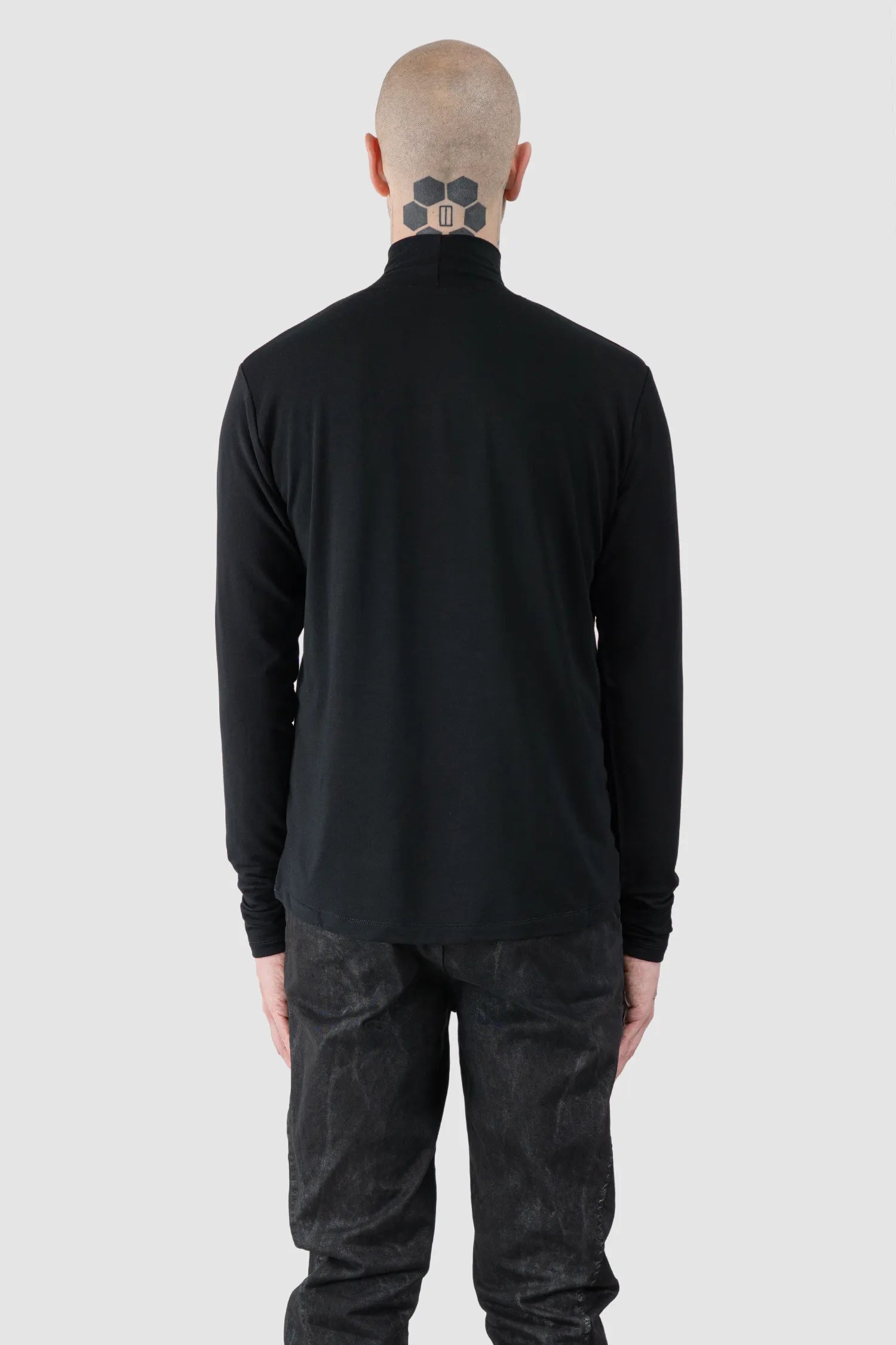 La Haine Inside Us - Men's Black Bamboo Turtleneck Sweater - model back view