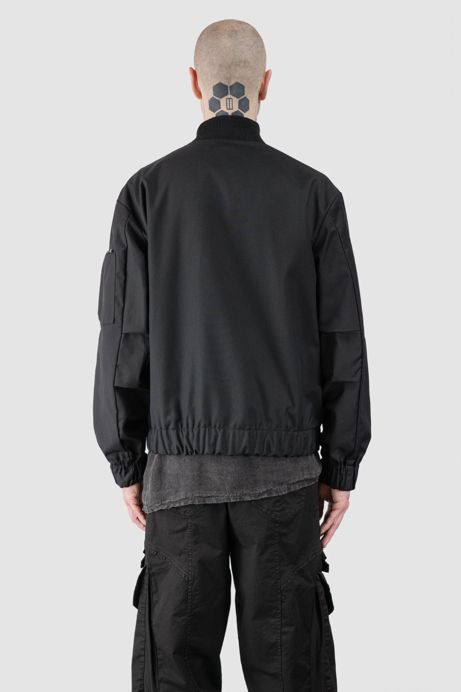 La Haine Inside Us - Men’s Black Cotton Blend Tech Bomber Jacket model back view