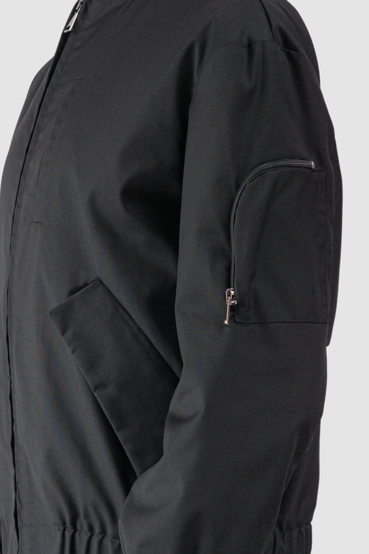 La Haine Inside Us - Men’s Black Cotton Blend Tech Bomber Jacket pocket detail