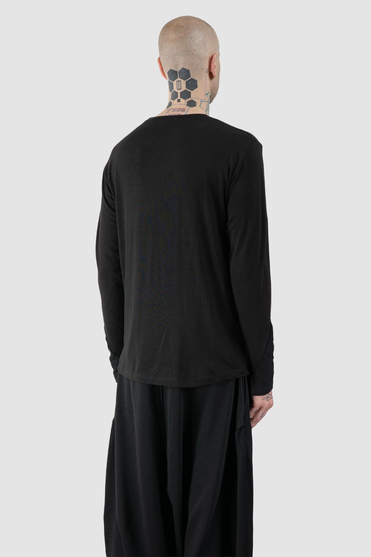 La Haine Inside Us - Men's Black Lightweight Viscose Jersey Sweater - model back side view