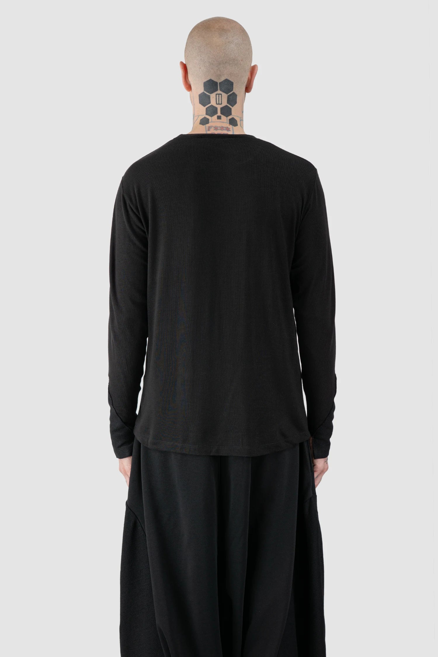 La Haine Inside Us - Men's Black Lightweight Viscose Jersey Sweater - model back view