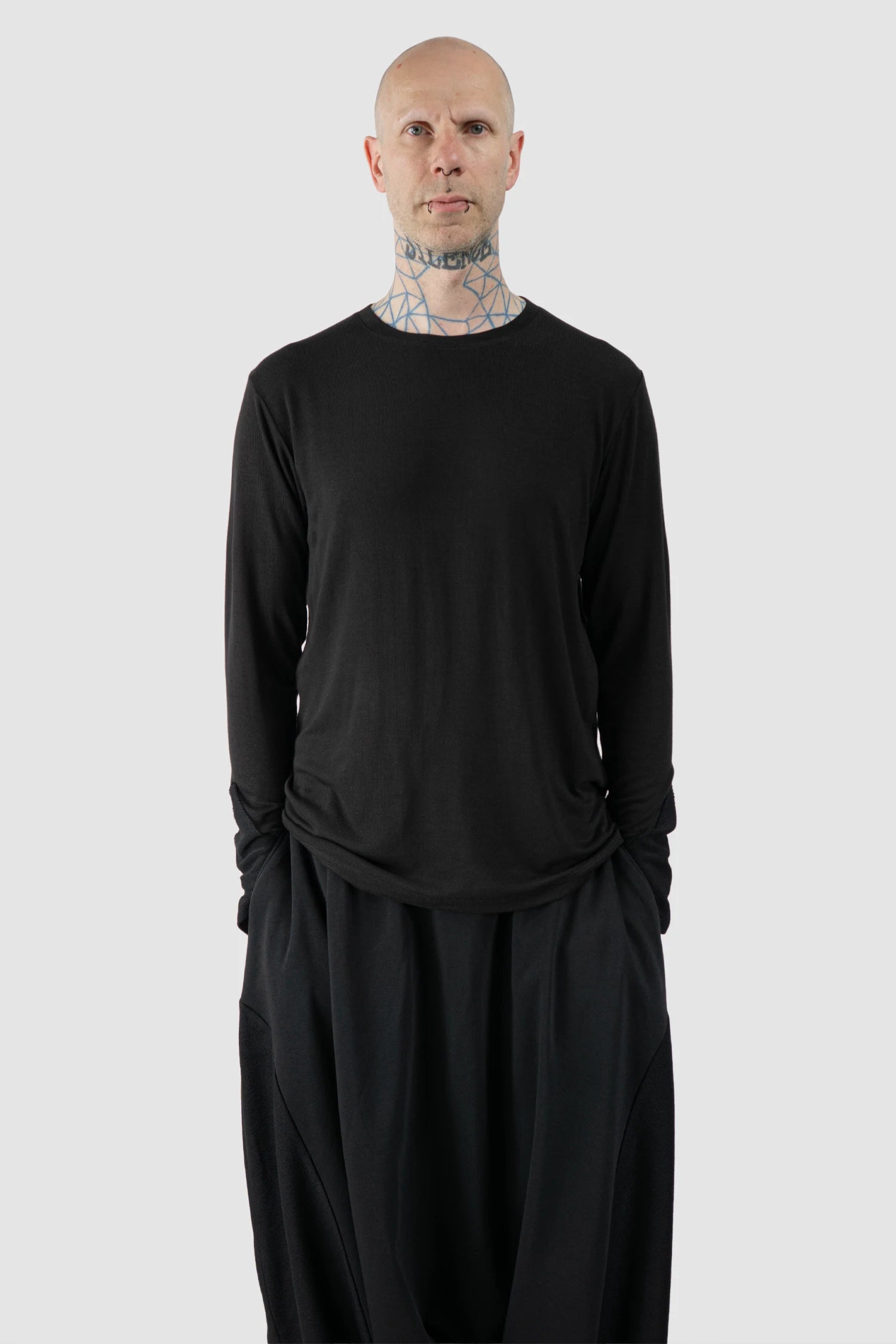 La Haine Inside Us - Men's Black Lightweight Viscose Jersey Sweater - model relaxed view