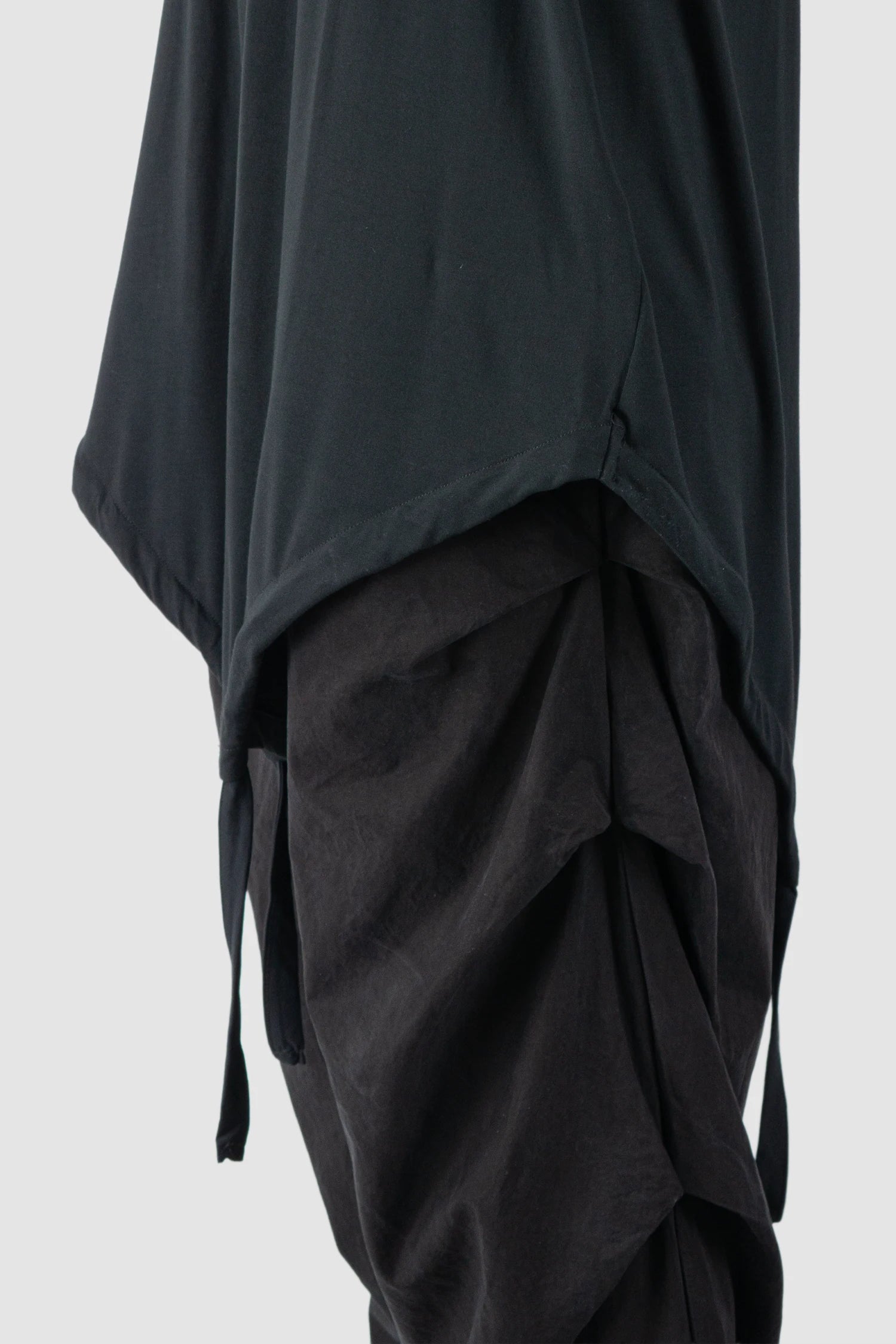 La Haine Inside Us - Men’s Black Relaxed Bamboo Longline T-Shirt model side detail view