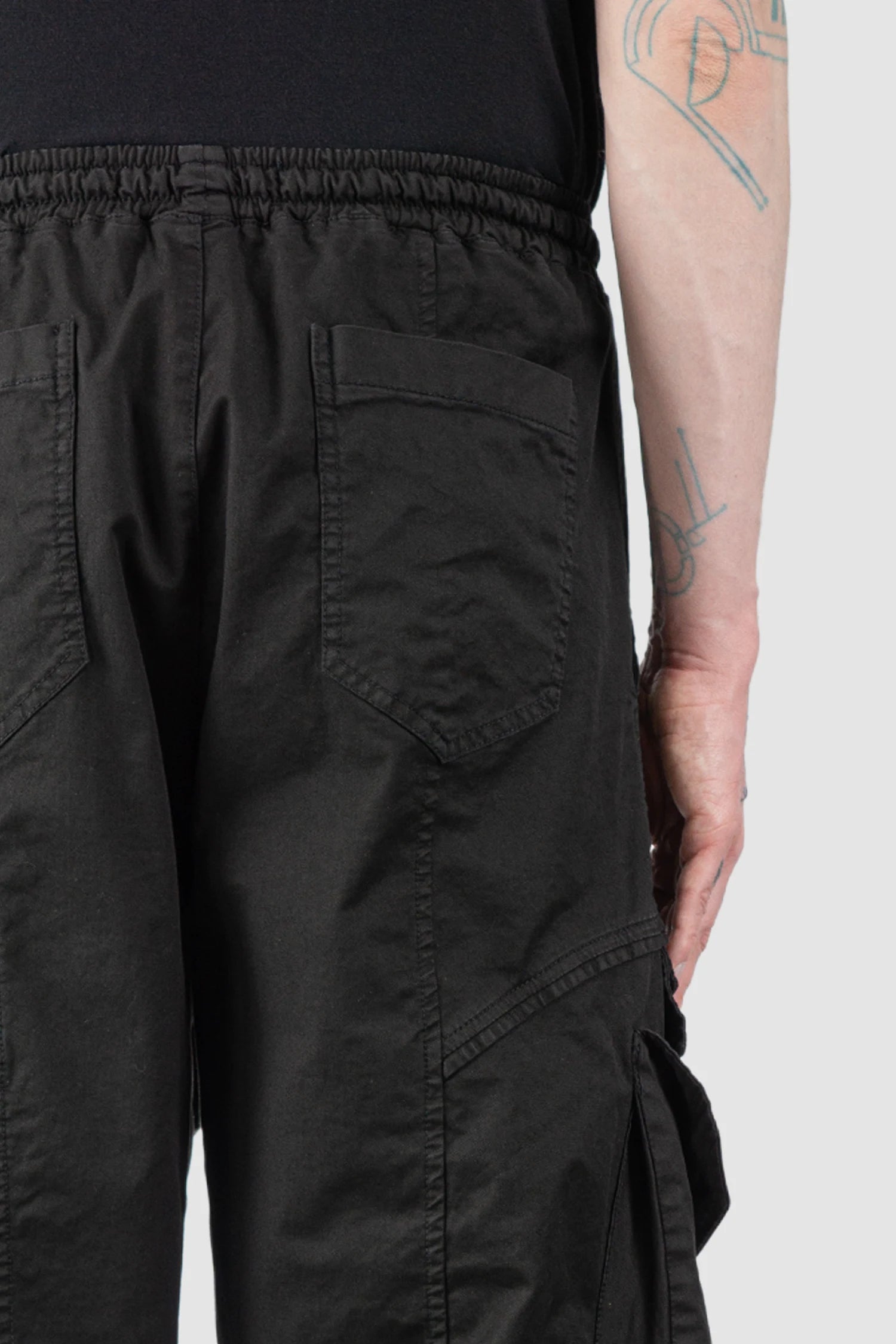 La Haine Inside Us - Men’s Black Stretch Denim Cargo Trousers back detail view