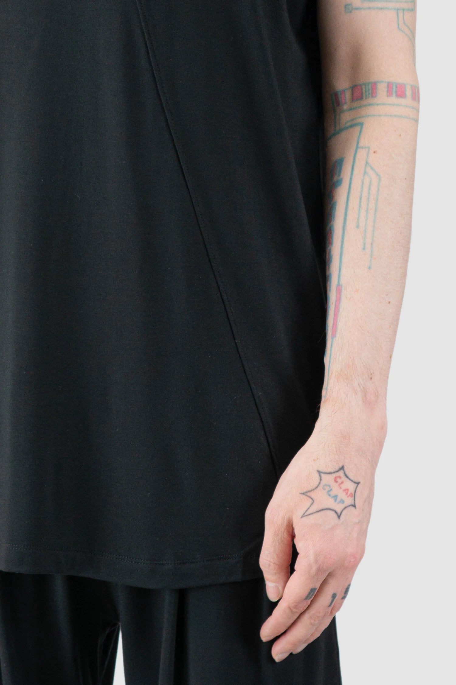 La Haine Inside Us  - Men’s Black Bamboo Tank Top hem detail view