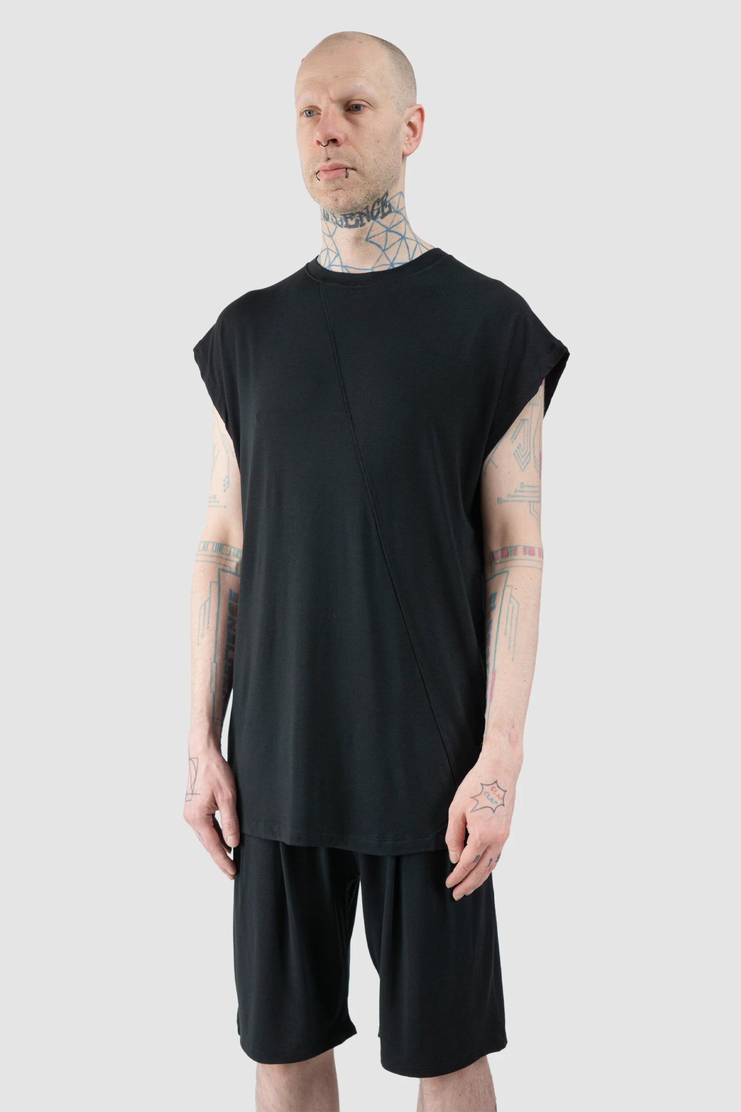 La Haine Inside Us  - Men’s Black Bamboo Tank Top model front side view