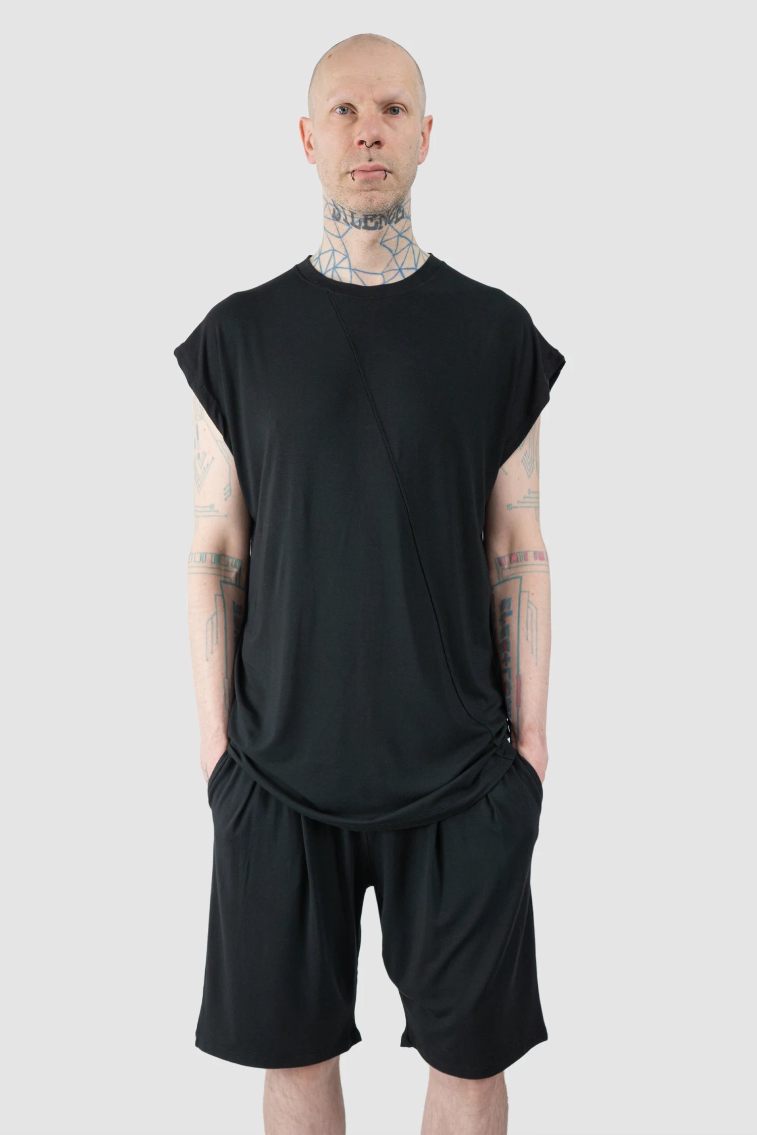 La Haine Inside Us  - Men’s Black Bamboo Tank Top model relaxed view
