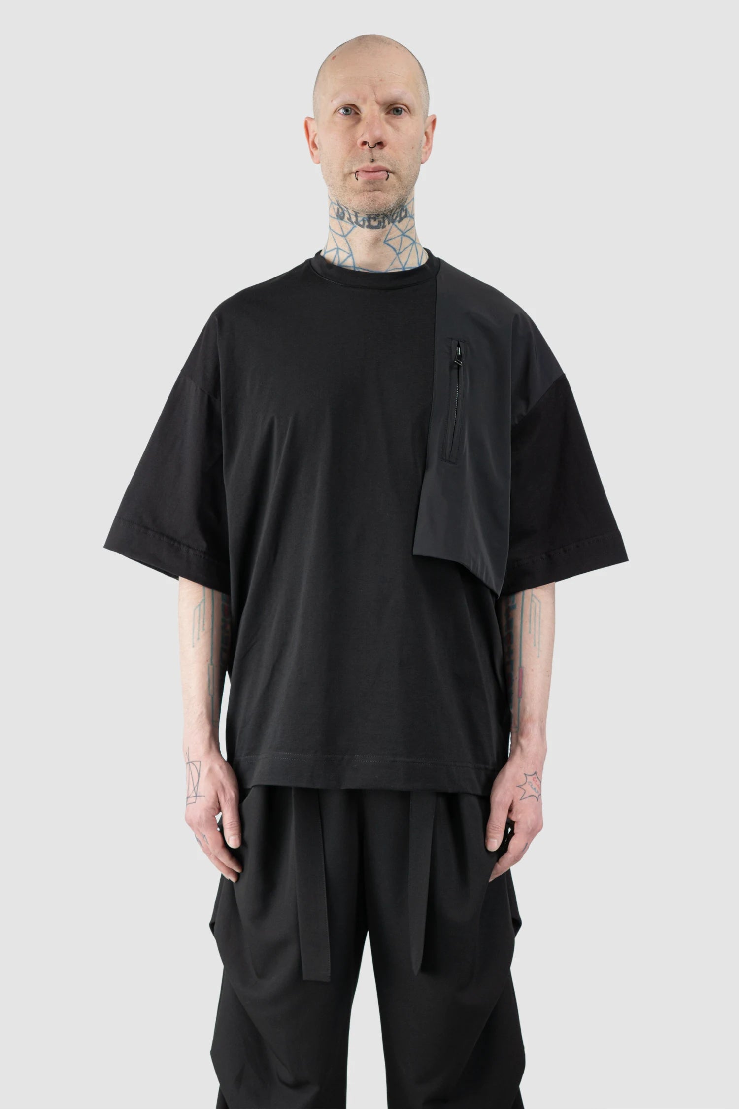 La Haine Inside Us  - Men’s Black Oversized Pocket T-Shirt model front view