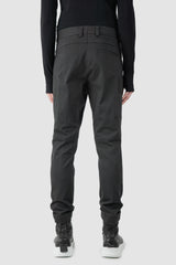 La Haine Inside Us - model back view of men’s FW25 Black Slim Fit Stretch Cotton Cargo Trousers