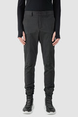 La Haine Inside Us - model front view of men’s FW25 Black Slim Fit Stretch Cotton Cargo Trousers