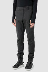 La Haine Inside Us - model front side view of men’s FW25 Black Slim Fit Stretch Cotton Cargo Trousers
