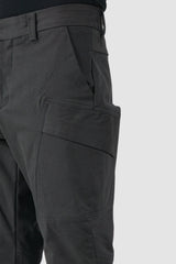 La Haine Inside Us - pocket detail view of men’s FW25 Black Slim Fit Stretch Cotton Cargo Trousers