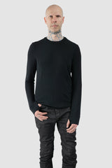 Masnada – Men's Black Double Front Modal Cashmere Long Sleeve - model relaxed view