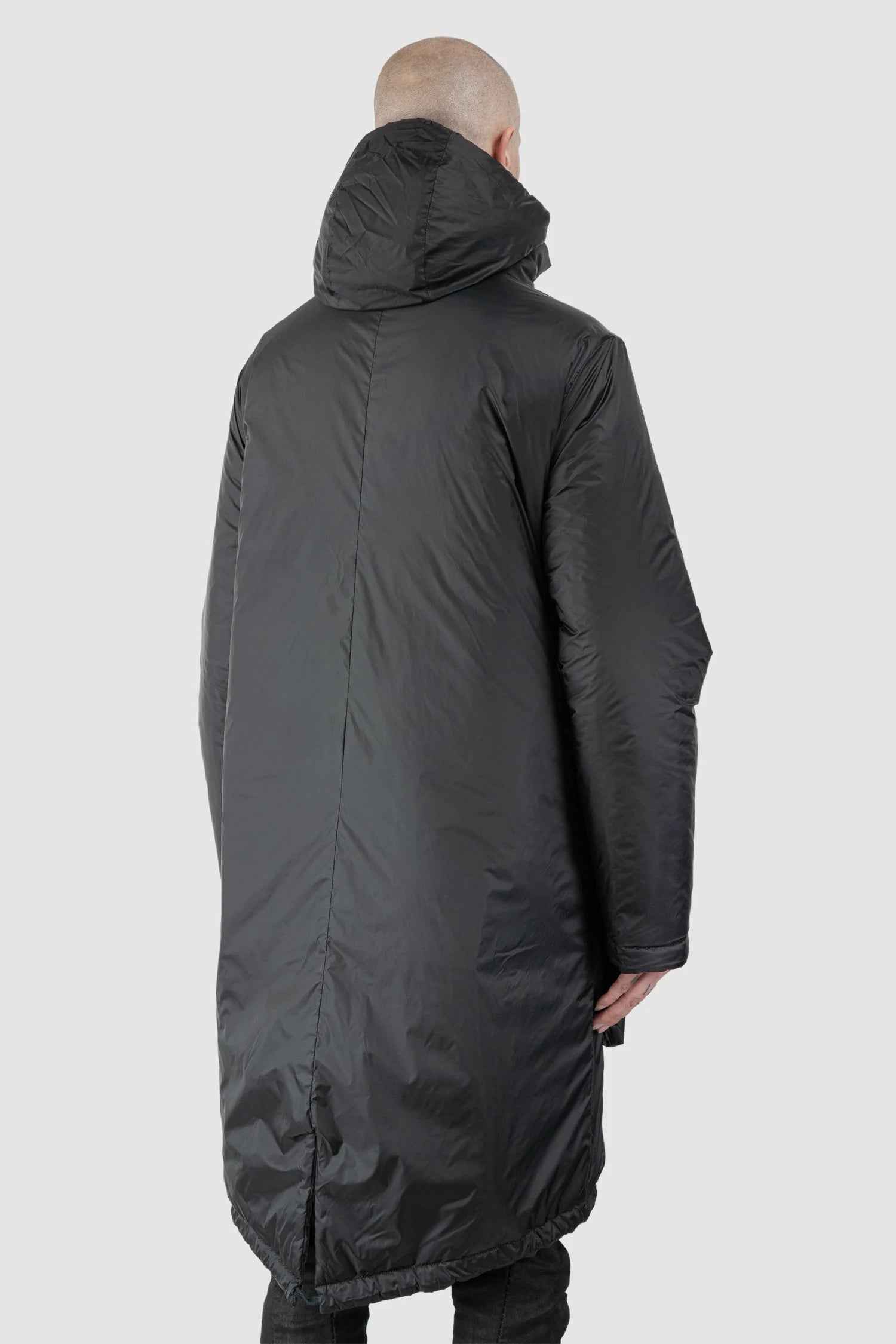 Masnada – Men's Black Reversible Thindown Parka - model back side view